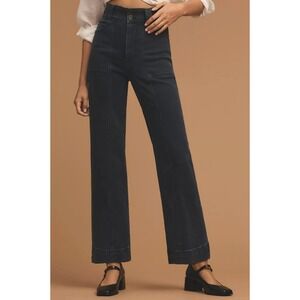 Pilcro The Skipper High-Rise Seamed Wide-Leg Utility Jeans Black 27